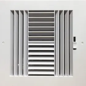 Hbw 963063154300 Four-way Plastic Side Wall/ceiling Register In White 8 Inch W X H For Duct Openi