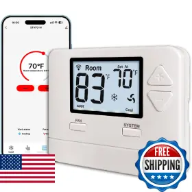 B0fjr42hn1 Heagstat Wifi Thermostat For Home Single-stage 1 Heat Cool Only App Remote C