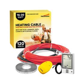 Heatwave 852229005256 Floor Heating Cable 120v - 16-30 Sq Ft Heated System Underfloor Electr