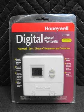 Honeywell 085267213264 Digital Manual Thermostat Heat And Cool Ct500 Display New Sealed