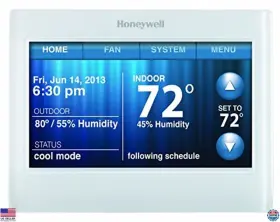 B0166qe9qc Honeywell Wi-fi Programmable Thermostat 9000 Color Touch Screen C Wire Required White
