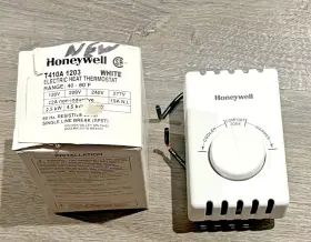 T410a1203 Honeywell T410a Electric Heat Thermostat White Range 40-80 F 120v 60hz Spst