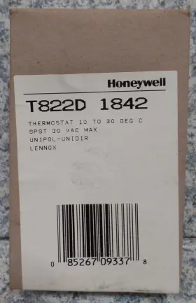 T822d-1842 Honeywell T822d 1842 Thermostat 10-30 Deg Celcius Lennox Spst 30vac Max Unipol