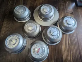 T87f2873-3 Honeywell Vintage #t87f Round Thermostats - Mercury Bulb Mechanical Lot
