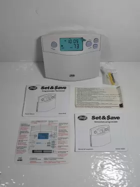 44360 Hunter 3606 White Set And Save 7 Day Digital Programmable Thermostat With Indiglo