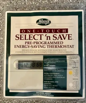 42227 Hunter New Unopened One-touch Pre-programmed Energy-saving Thermostat Model42227