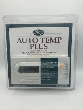 44422 Hunter Auto Temp Plus Programmable Thermostat Backlit Display