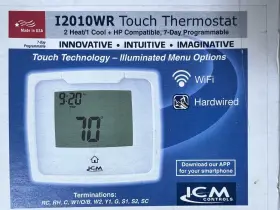 I1010wr Icm Low Voltage Wifi Thermostat 7 Day 45 To 90 F Touch Screen 2h/1c