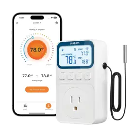 C236twifi-15a-us Inkbird Plug In Thermostat Wifi 1800w 15a Heating Cooling Timer Countdown Mode