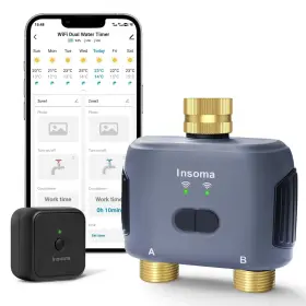 Sgw02mb-bl-tta Insoma Wifi Water Timer For Garden Hose With Brass Inlet And Outlet Smart W