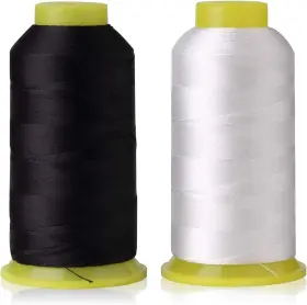 4337015923 Jiakai T70#69 Bonded Nylon Sewing Thread - 1500 Yard Spool White Black 2pcs