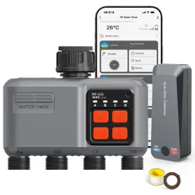 Hct-639g Johgee Wifi Sprinkler Timer 4 Zone With 984 Feet Rf Gateway Outlet Smart Water Ti