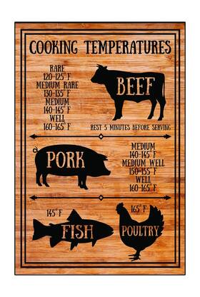 Jps Parcels 687368523084 Meat Internal Cooking Temperatures Magnet Sign Measurement Kitchen Conversion