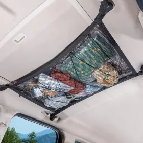 Kaskawise 784112393228 Car Ceiling Cargo Net 31 Inch X21 Adjustable Double-layer Mesh Suv Roo
