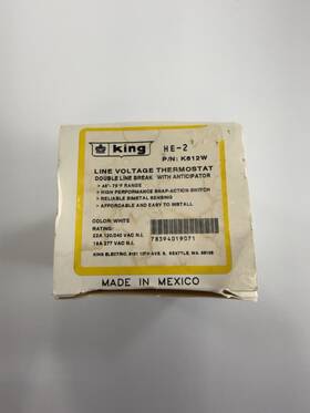 King Electric K612w He-2 Line Voltage Thermostat Double Pole Nos White