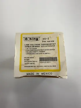 K612w King Electric He-2 Line Voltage Thermostat Double Pole Nos White
