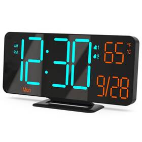 Kosumosu Acd-330 Alarm Clocks For Bedrooms 6.7 Inch Black Small Digital Clock Led Desk