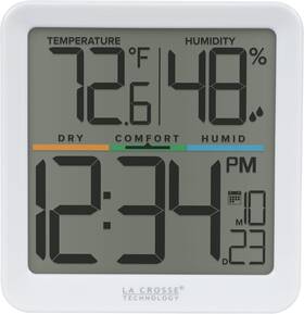 La Crosse Technology 302-1408-tbp Indoor Temperature And Humidity Monitor With Time Date Lcd Display Weather Mete