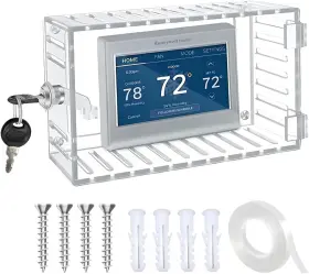 Lotusland 094610323629 Thermostat Lock Box With Key Universal Guard Clear
