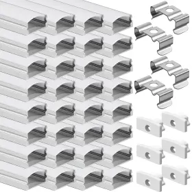 Macarrie-1meter-87 Macarrie 60 Pack 3.3ft 1meter U Shape Led Strip Aluminum Channel Diffuser System With