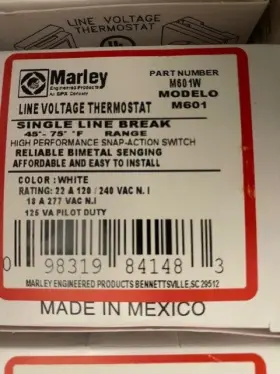 M601w Marley 098319841483 Single Line Voltage Thermostat 45 -75 Range - Buy More And Save