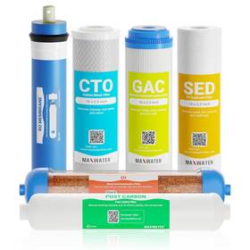 Max Water 680392197702 Replacement Filters For 6 Stage Ro Di System With 50 Gpd Membrane - Sediment G