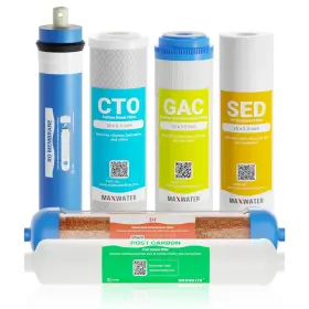Max Water 680392197702 Replacement Filters For 6 Stage Ro Di System With 50 Gpd Membrane - Sediment G