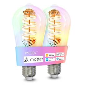 Moes Mwb-us2p-st64 Matter Wifi St64 Edison Smart Bulbs Color Changing Light Bulb 16 Milli