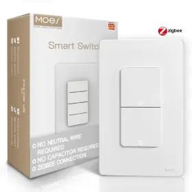 Zs-b-us2-wh-ms Moes Zigbee Smart Switches 2 Gang No Neutral Wire Require Hub Dou