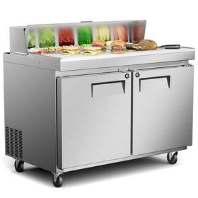 Mojgar B0fr9g5c5x Etl And Nsf Certified 48 Inch W 2 Door 20 Cu.ft Commercial Sandwich Salad Pizza Pre