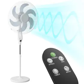 A12-fl-001-wh Mollie Oscillating Pedestal Fan With Remote Control 12h Timer Portable Adjust