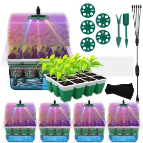 G01aa004 Mqhuayu Self Watering Seed Starter Tray With Grow Light 5-pack 60-cell Reusable