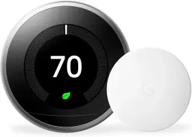 Nest 197051800144 Google Learning Thermostat 3rd Gen With Temperature Sensor - Stainless
