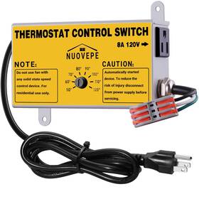 Nuovepe B0fn3b3ckj Attic Fan Thermostat Control With Socket And Wire Connector Adjustable Plug- Inch