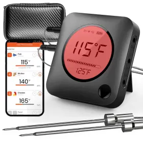 Pwirbbq299.3 Nutrichef Bluetooth Meat Thermometer For Grilling And Smoking With Zip Travel