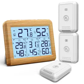 Ousf-wa54y Oria Indoor Outdoor Thermometer With 3 Wireless Sensors Digital Hygrometer T