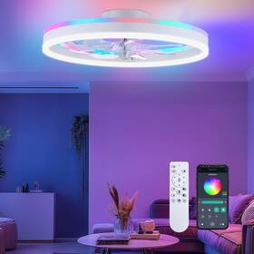 Oritham Wjcf04 Rgb Ceiling Fans With Lights 20 Inch Fandelier Low Profile Fan Ligh