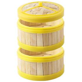 Ounona 2505896hc8dy4tpza3z 2 Tier Bamboo Basket - 3.5inch Dumpling With Lid Reusable Steaming Ba