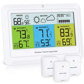 Nc01us-hy-wa165km Pentaspi Weather Station Wireless Indoor Outdoor With 3 Sensors Home Stations