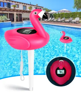 Lg909afg Poolleader 2026 Flamingo Pool Thermometer Solar-powered Auto Backlight For