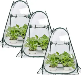 Porayhut 611553682423 Pop Up Greenhouse Cover Pack Of 3 Pcs Flower House Mini Gardening Pl