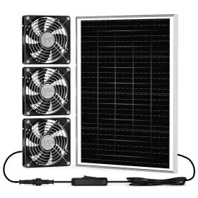 Sef14-3k-001 Pqins New 5.5 Inch Solar Chicken Coop Fan 3 Kit 35w Powered Exhaust And Intake G