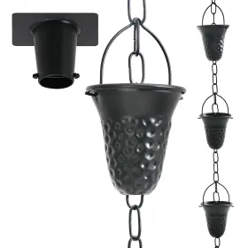 Vc-rainc001a Prime Garden Rain Chains For Gutters With Gutter Adapter Aluminum Hammered Long Cup Gutte
