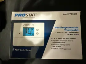 Prs3210 Prostat New Non-programmable Thermostat Model 2 Heat / 1 Cool