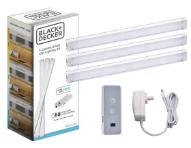 Leduc9-3cct-ack Pureoptics Led Black Decker Works With Alexa Smart Under Cabinet Lighting Kit Adjustable Le