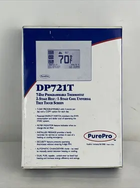 Dp721t Purepro New 7 Day 2 Stage Heat 1 Cool Touch Programmable Thermostat