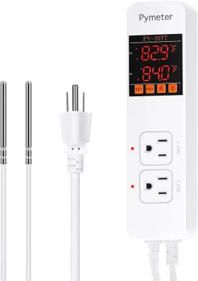 Pymeter 313110888865 Digital Temperature Controller Dual Probe Reptile Thermostat Controlled Outlet F