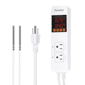 Py-20tt-16a Pymeter 2 In 1 Digital Temperature Controller Dual Outlet Heat Mat Thermostat Reptile