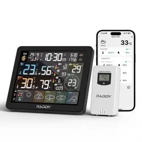 426900992 Raddy N80 Smart Wi-fi Weather Station With App Control Indoor Outdoor Thermo