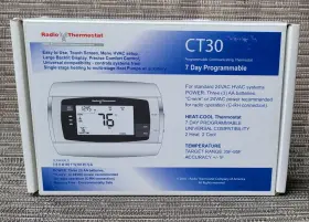 Ct30 Radio Thermostat 820633985808 Programmable Large Backlit Display Touchscreen 7-day